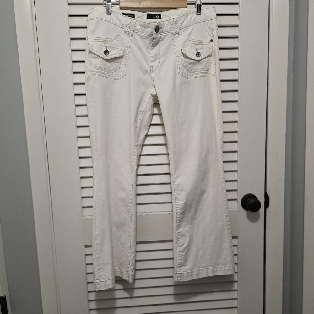 Women's White Flare Denim Jeans 14P a.n.a. Modern Flare White Stretch Denim